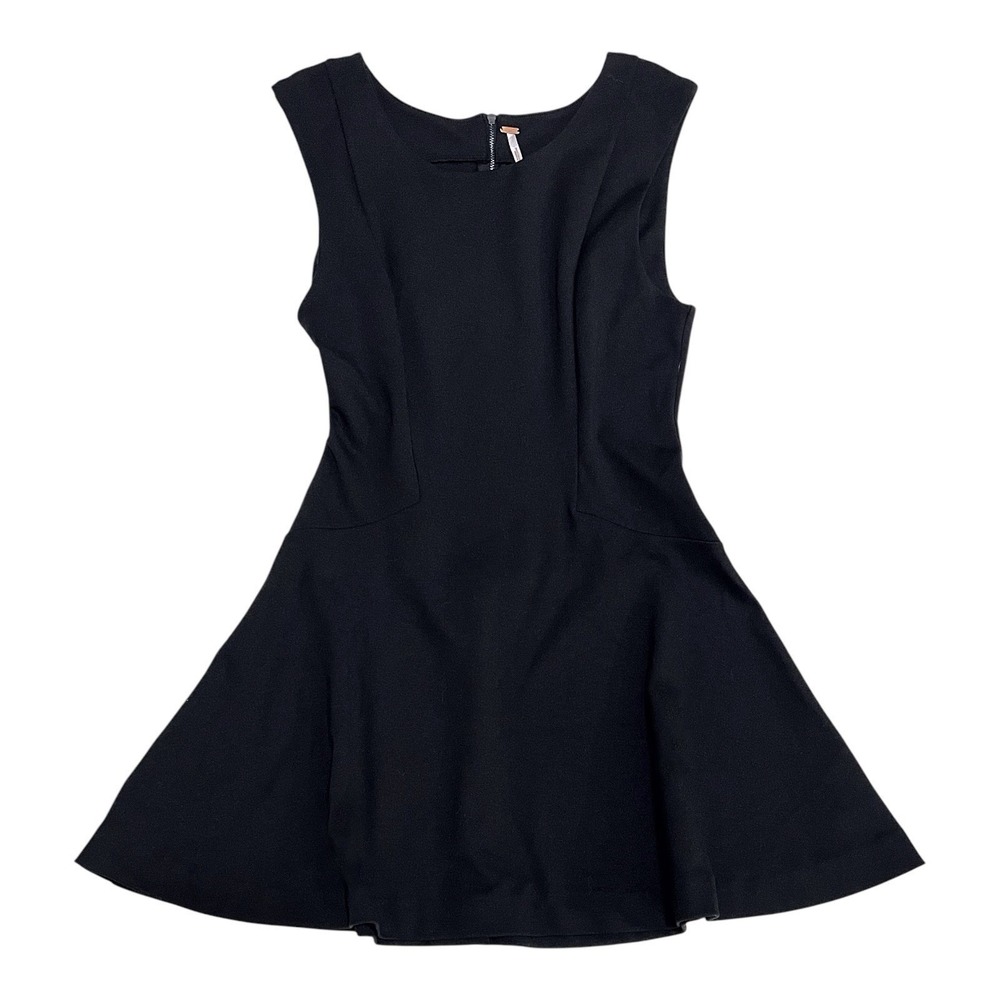 Free People Cha Cha Black Mini Dress Skater Flared Hem Women's Small
